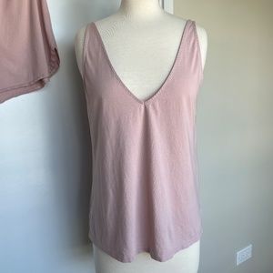 Skin's Deep-V Sleep Cami, Size XS, in Pale Mauve Organic Pima Cotton